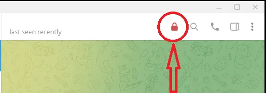 The Ecryptgram desktop chat header, with the encryption lock control circled.